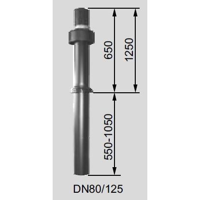 Súprava DN 80/125,1750-2300 mm,čierna