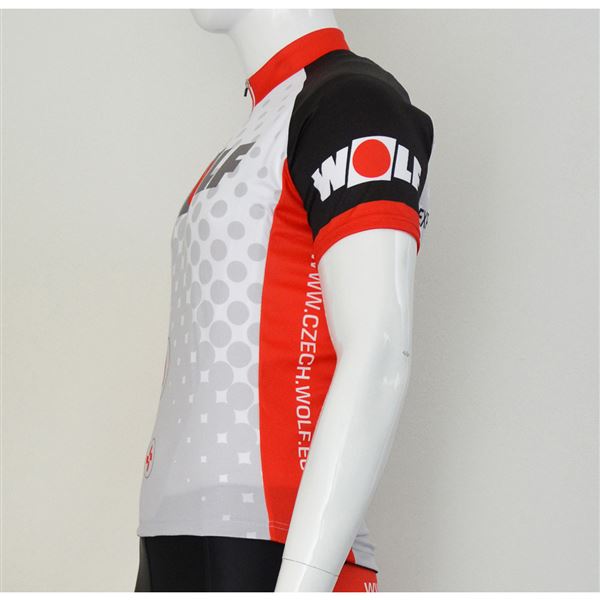 Cyklistický dres Wolf s krátkymi rukávmi biely - XXL